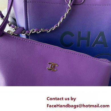 Chanel Shaded Calfskin  &  Silver-Tone Metal Shopping Bag AS3351 Purple 2024